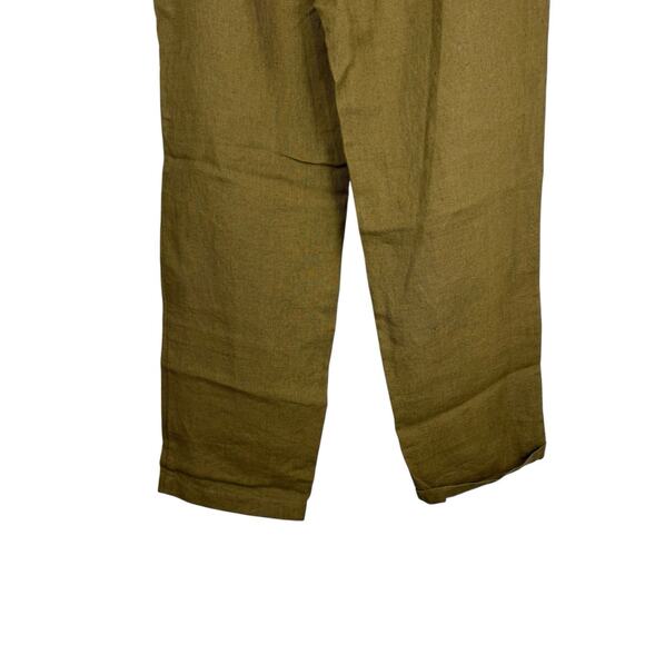 Eileen Fisher Pants Womens Large Olive Green Heavy Linen Straight Leg Natural - Picture 9 of 11